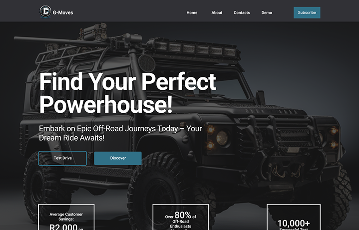 Off-road landing page design